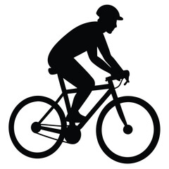 Obraz premium Cyclist Silhouette Black and White Illustration of a Person Riding a Bicycle