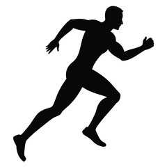 Runner Silhouette Illustration, Male Athlete Sprinting, Running Sport, Workout, Cardio Exercise