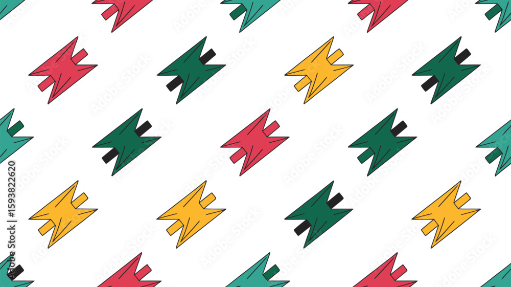 Poster colorful arrows pattern on a white background in a repeating design