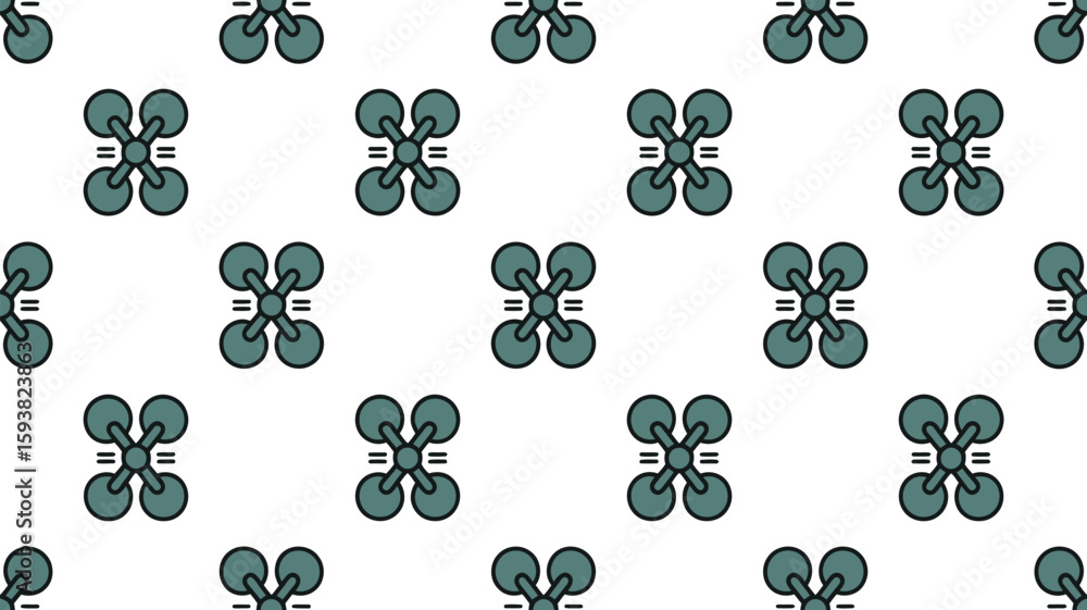 Poster seamless pattern with dumbbells and circles on a white background