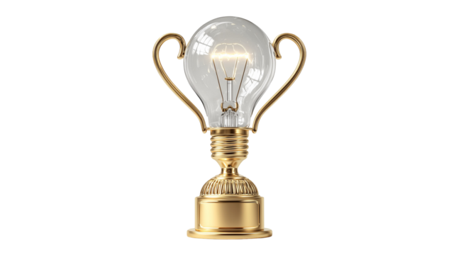 Golden trophy with a lightbulb