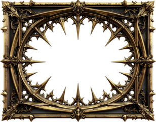 Gothic-Style Gold Frame with Spiked Corner Detailing 