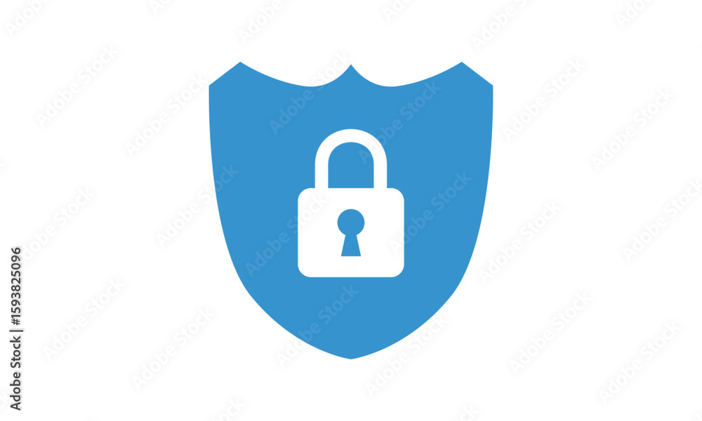 Fototapete secure internet icon. protective shield sign digital security with the image of a padlock. symbol se