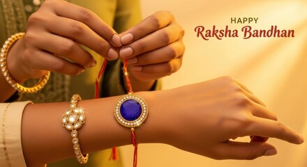 Raksha Bandhan celebration with wrist adornments in a festive atmosphere
