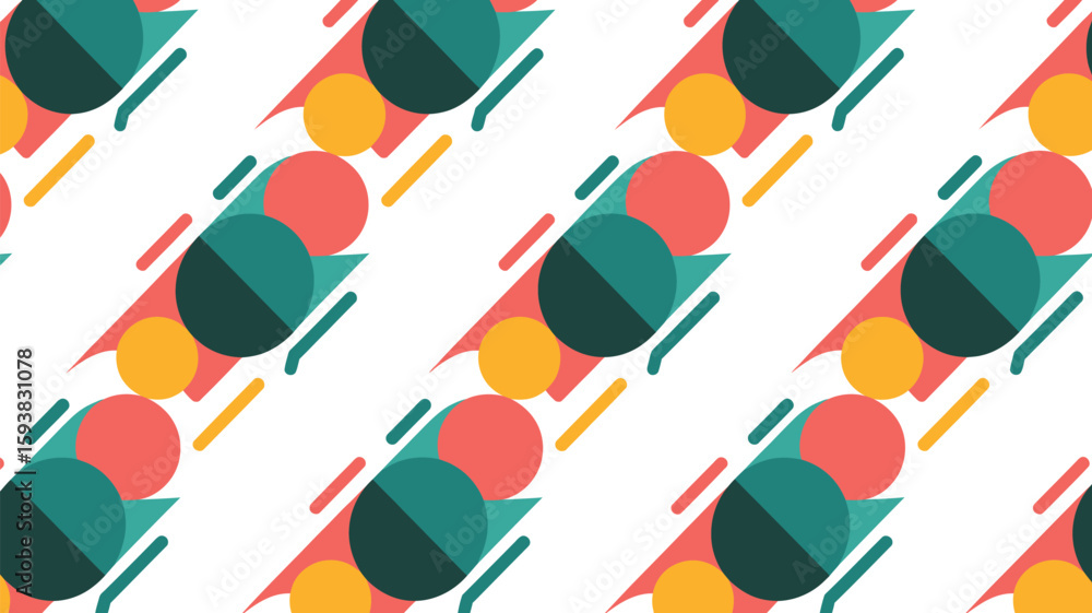 Poster abstract pattern with circles and lines in retro color combination
