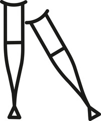 Disabled person icon. Crutches, braille, wheelchair, cane, hearing aid, prosthetic, guide dog, glasses, hospital bed, communication, support, accessibility, healthcare, therapy, disability