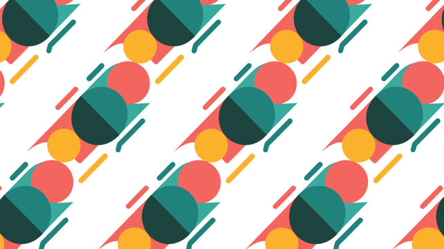 Abstract pattern with circles and lines in retro color combination