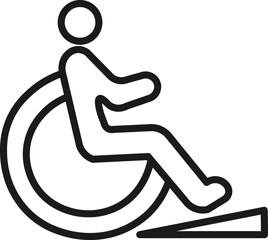 Disabled person icon. Crutches, braille, wheelchair, cane, hearing aid, prosthetic, guide dog, glasses, hospital bed, communication, support, accessibility, healthcare, therapy, disability