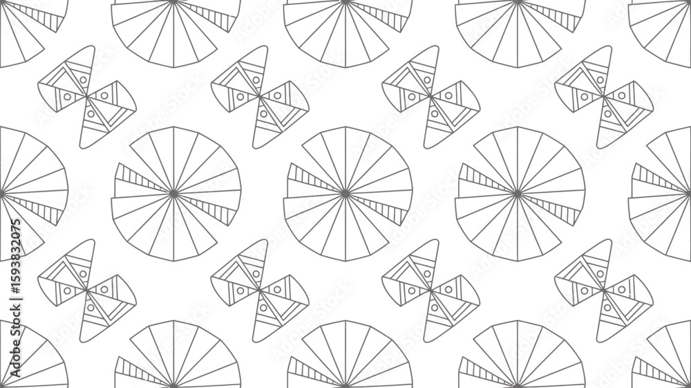 Poster seamless pattern of abstract geometric shapes in black and white color
