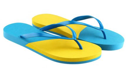 Bright blue and yellow flipflops for beach days summer adventures vibrant