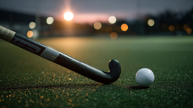 Field Hockey Stick and Ball: Night Game Action Photography - Powered by Adobe
