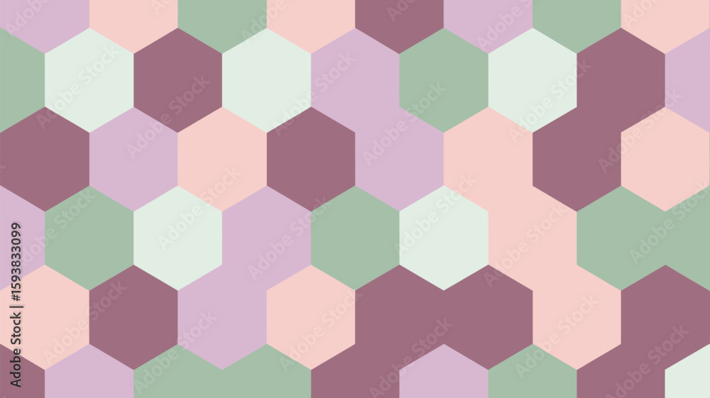 Poster abstract background of pastel colored hexagons in a tiled pattern