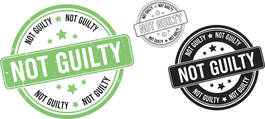 Not guilty stamp vector illustration, legal verdict and justice concept for graphic design use