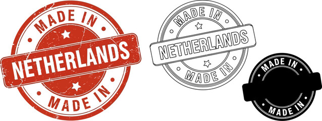 Obraz premium Made in netherlands stamp vector illustration, netherlands product label, quality assurance seal