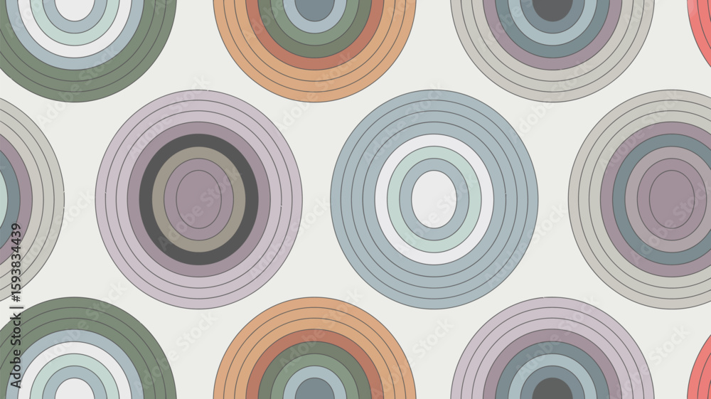 Poster repeating circle pattern with teardrop shapes and small white dots