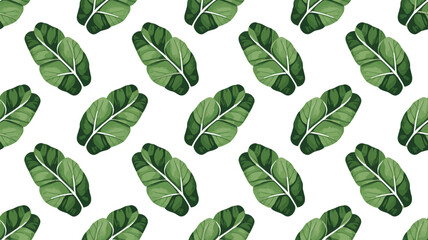 Obraz premium Repeating pattern of green and blue teardrops on vines with small leaves