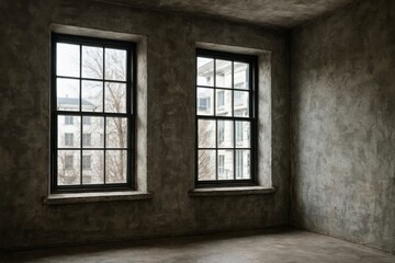 Obraz premium Elegant Minimalist Loft Space with Industrial Window Design