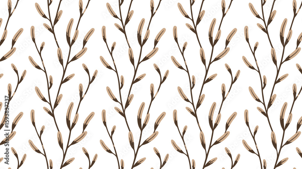 Poster seamless pattern with stylized leaves on a light background design