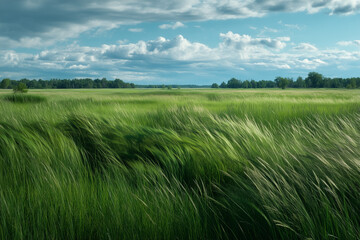 Green Grass Field under Blue Sky  
