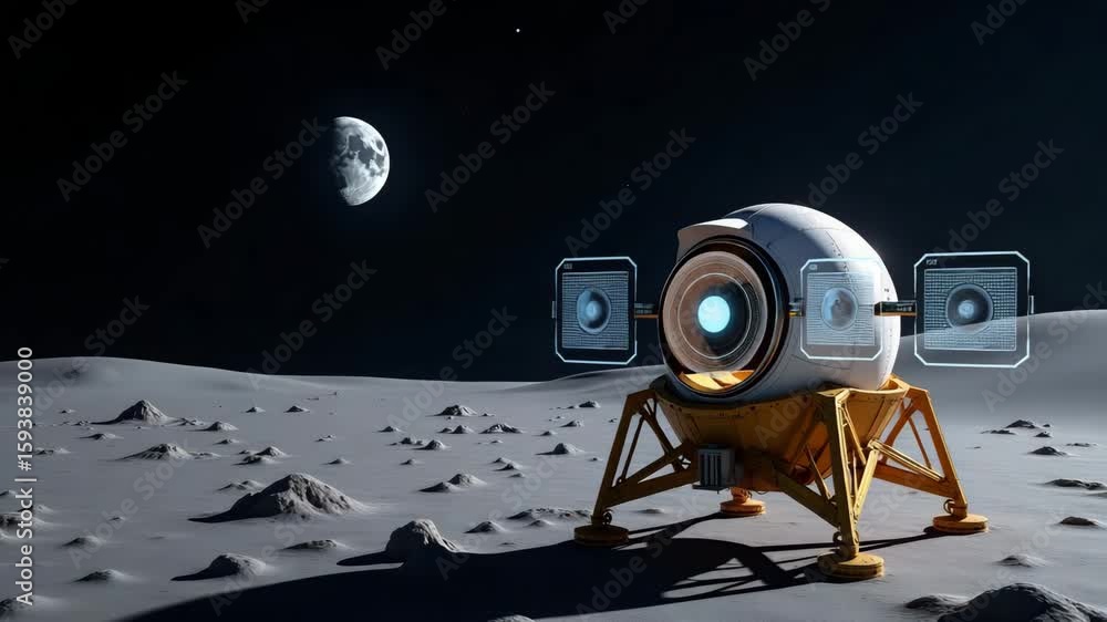 Aufkleber lunar exploration: capturing sophisticated visuals of modern spacecraft & robotic systems unveiling 