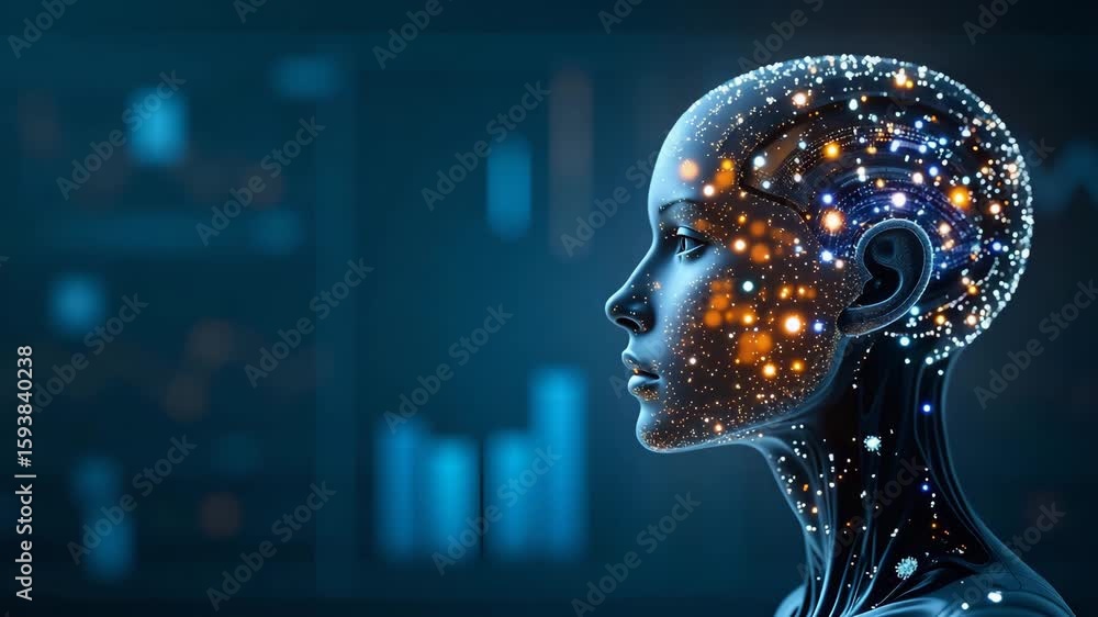 Poster transforming industries: modern ai applications with machine learning & digital analytics - stock ph
