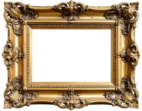 Baroque Rectangular Gold Frame with Floral Corners