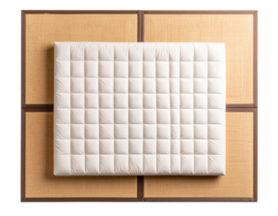  Japanese Futon Bed on Floor with Minimal Setup, Top View, Transparent Background