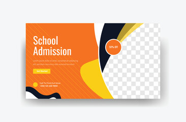 Admission 2025 YouTube Cover for School, Admission Thumbnail Template Design 