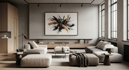 Modern living room interior design with sofa art and decor for home inspiration ideas