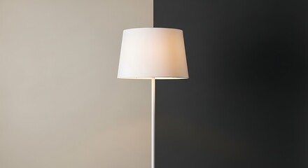 Explore modern lighting solutions: a sleek white floor lamp against contrasting backdrop