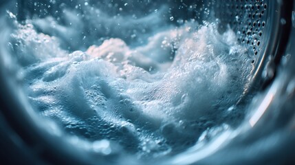 Washing machine action home water movement indoor close-up fluid dynamics