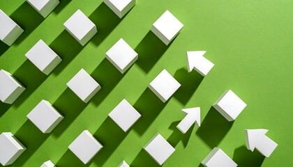 White cubes on green background