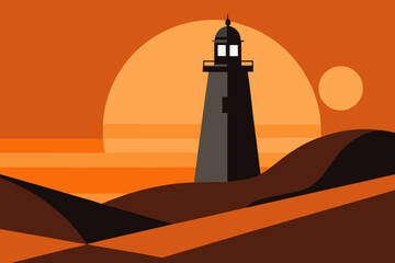 Desert Railway Tracks Leading into Sunset with Mountains and Orange Sky