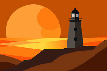 Desert Railway Tracks Leading into Sunset with Mountains and Orange Sky