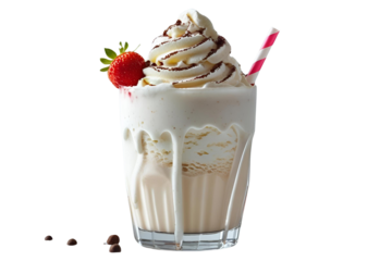 delicious Ice cream milkshake glass  isolated on transparent background