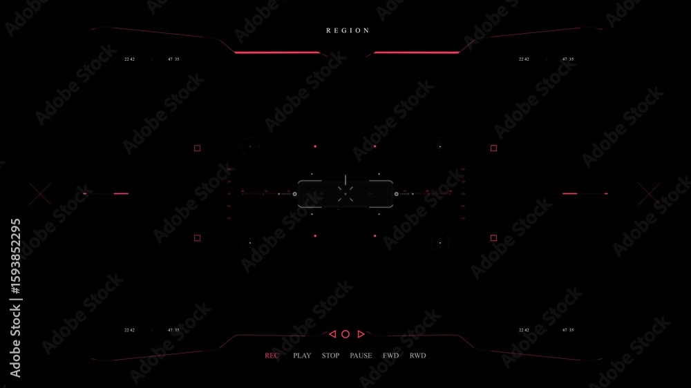Poster futuristic hud interface: red & black tech ui animation