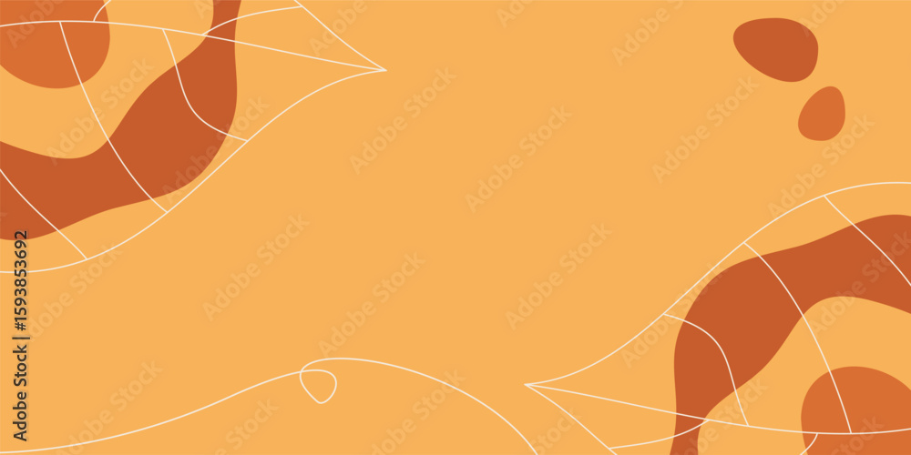 Aufkleber orange autumn background, abstract wave and leaf pattern with empty space for text. template for ban