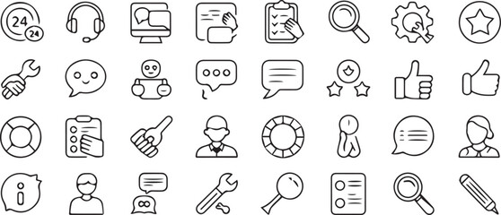 Support service icons communication assistance and feedback symbols vector