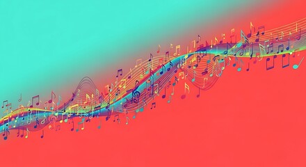 Colorful music notes background wallpaper for music lovers and music themed presentations