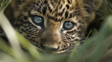 Obraz premium Close-up of a leopard cub