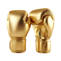 Pair of golden boxing gloves on white background