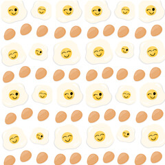 seamless pattern with egg funny faces