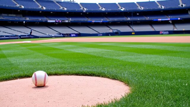 Baseball Stadium, Ready for Play, Empty Field, Perfect Day