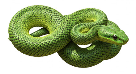 green snake on a white