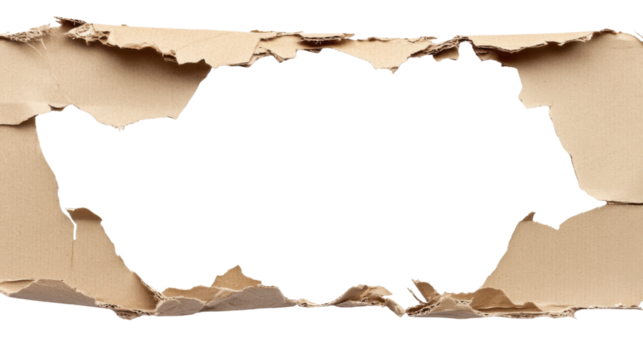 blank ripped carboard scraps on white background