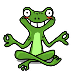 Illustration of a happy meditating frog