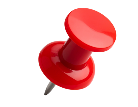 Red Push Pin – Top Angle with Shadow