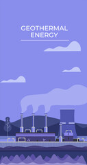 Obraz premium Geothermal energy power plants illustration