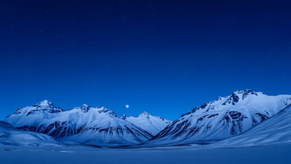 Mountain Majesty – Snowy peaks under a starry night