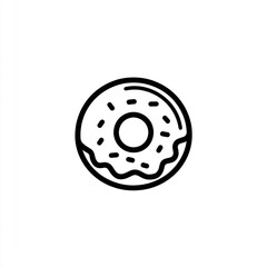 Fototapeta premium Simple, linear illustration of a frosted donut with sprinkles, centered